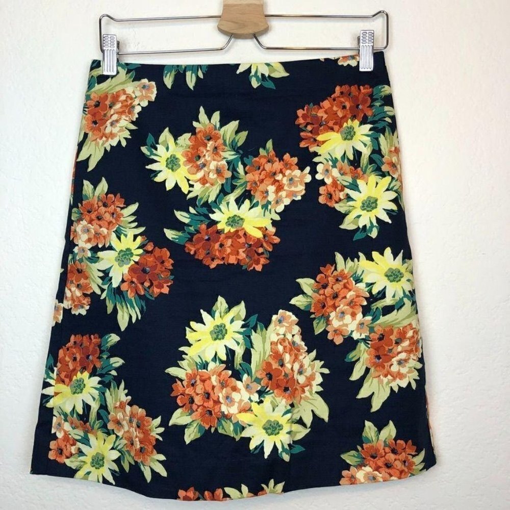 Ann Taylor Factory Skirt Floral Zipper Back